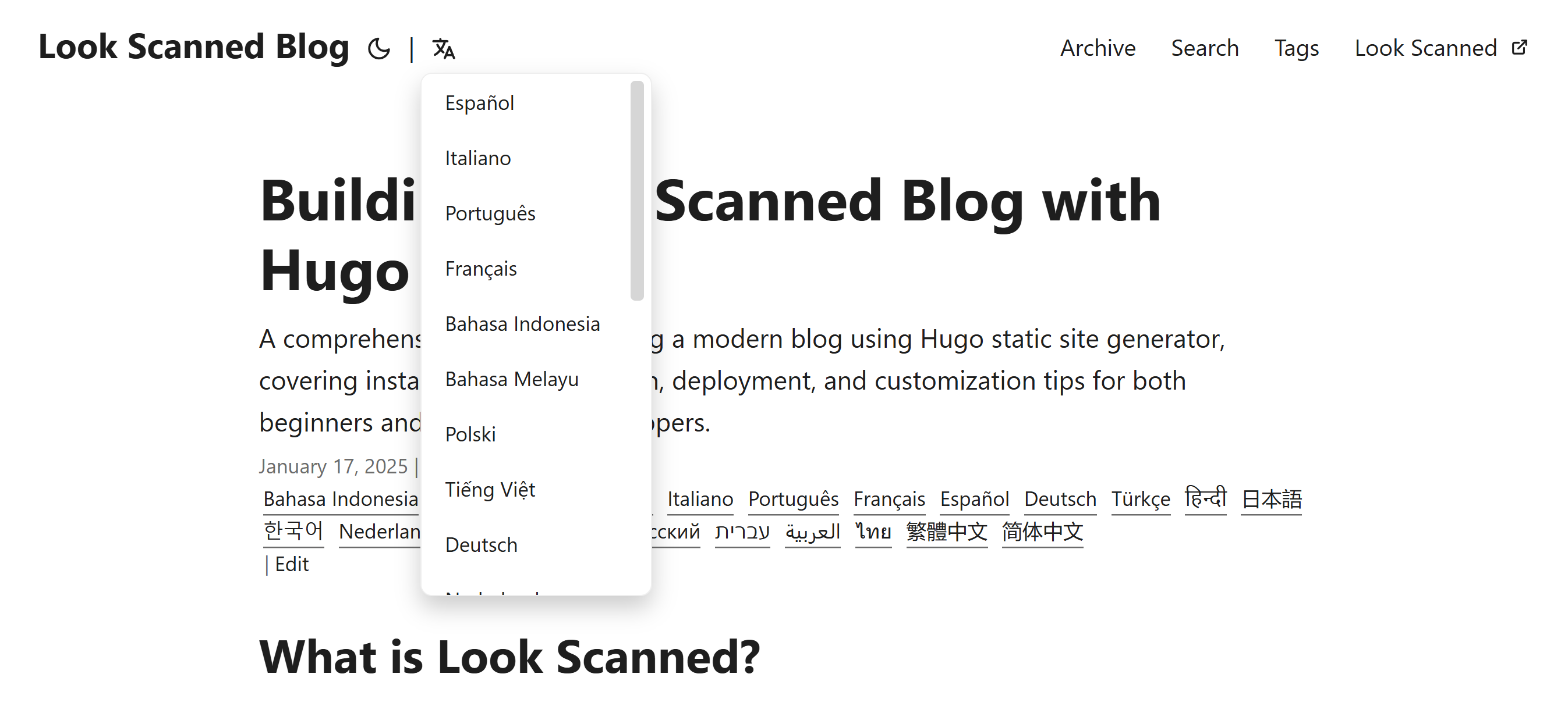 Custom Language Selector in Hugo PaperMod theme