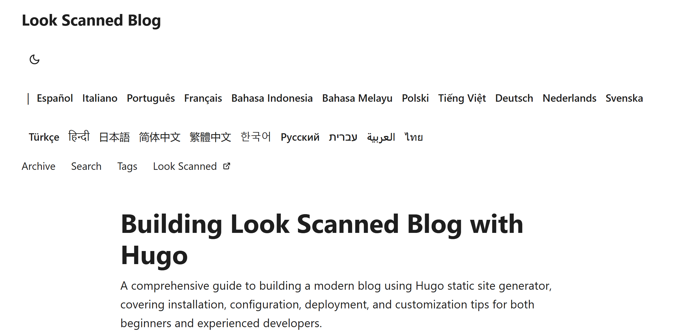Default Language Selector in Hugo PaperMod theme